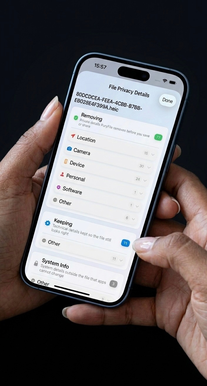 Demo portrait photo cleaned with PuryFile
